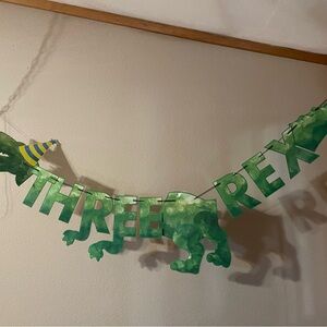 THREE REX Party Banner for Dinosaur Lovers